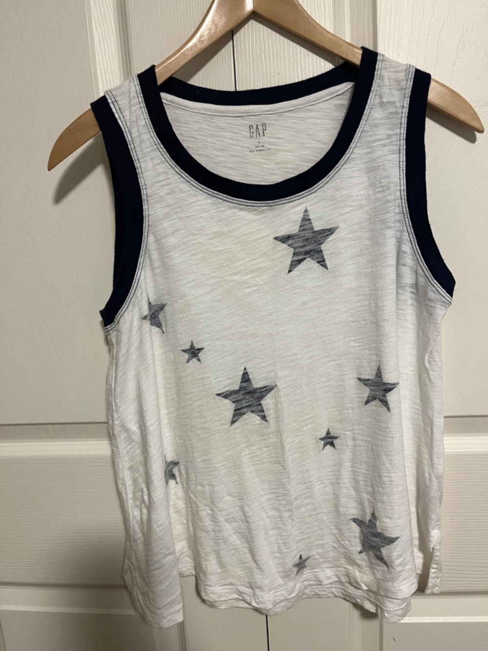 Gap, women’s tank top, size small, white with blue stars